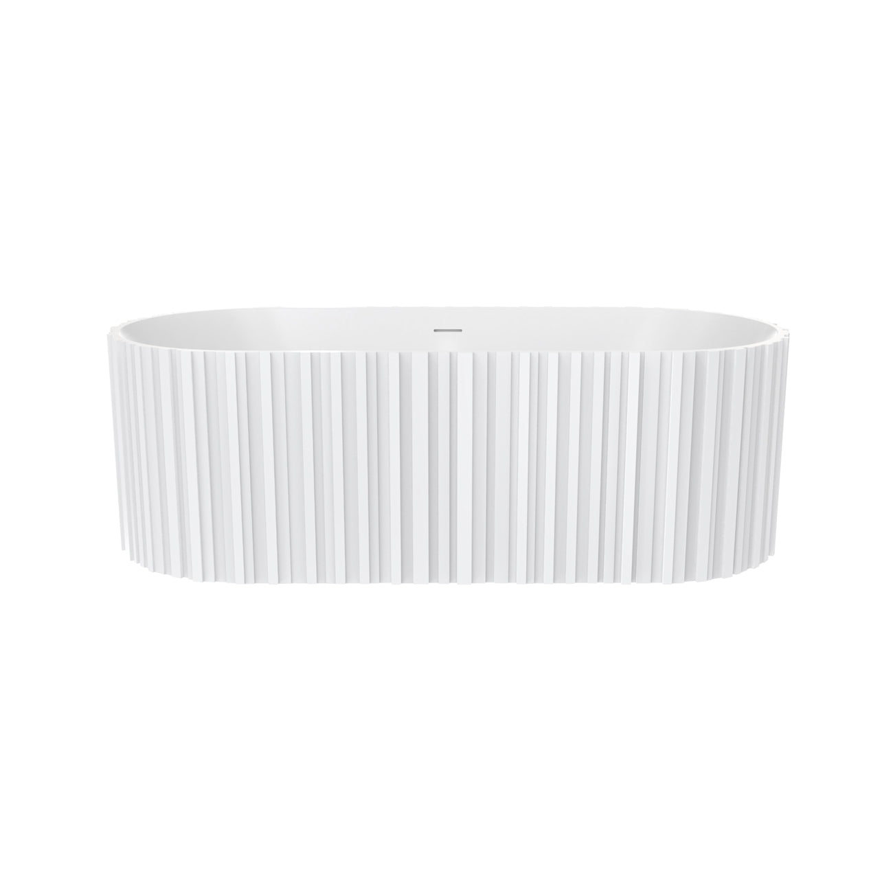 Blaise Vertical 67 Inch Solid Surface Fluted Freestanding Tub | Alternative Image 03 | drain finish:Matte Black