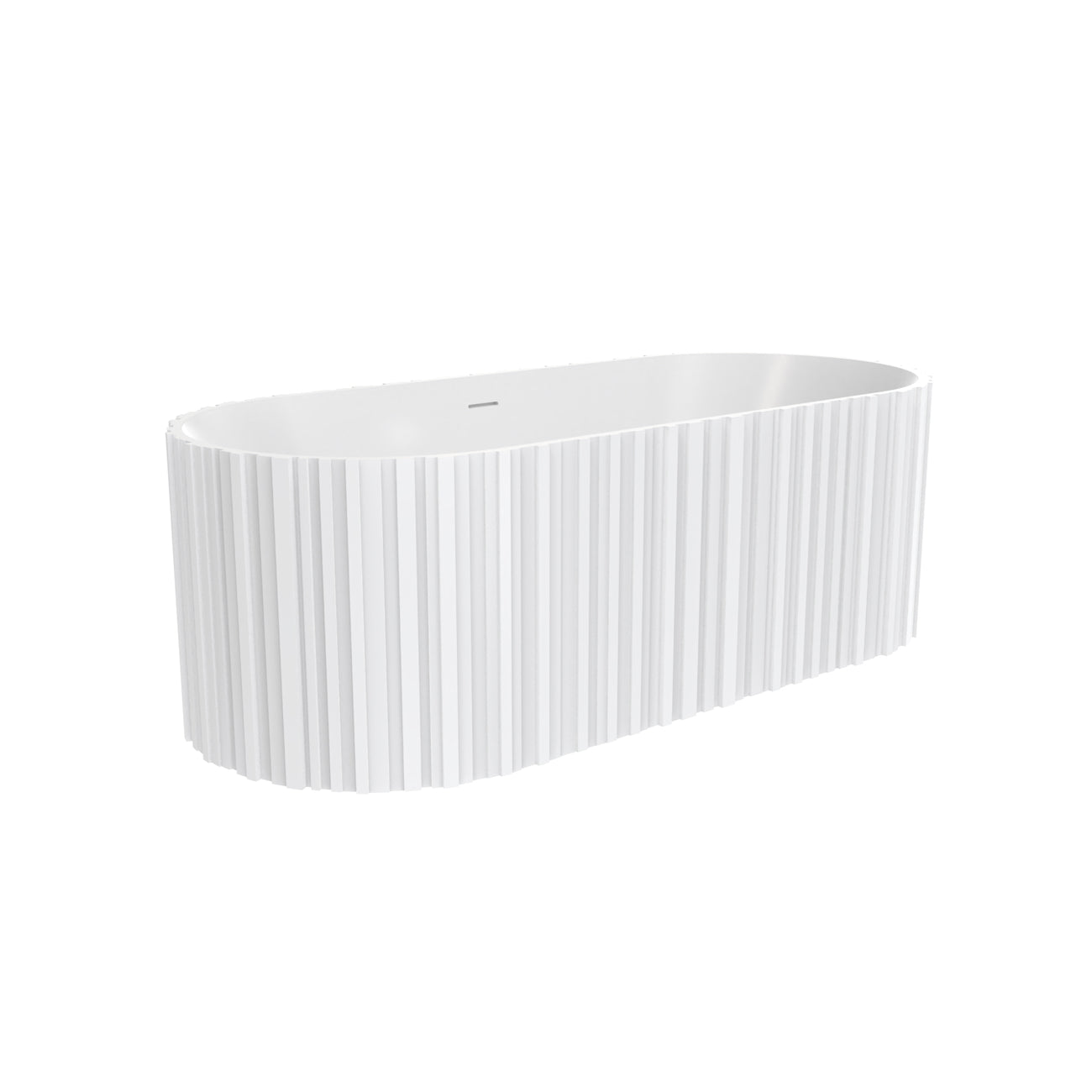 Blaise Vertical 67 Inch Solid Surface Fluted Freestanding Tub | Alternative Image 04 | drain finish:Matte Black