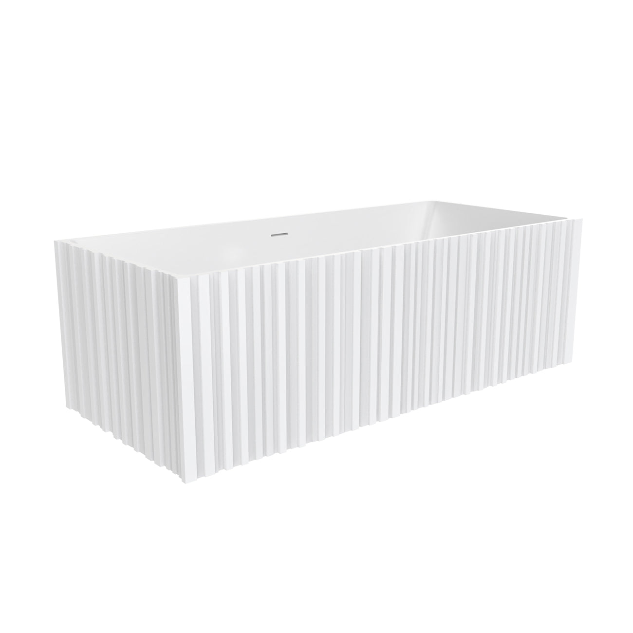Jaylin Vertical 67 Inch Solid Surface Fluted Freestanding Tub | Alternative Image 04 | drain finish:White
