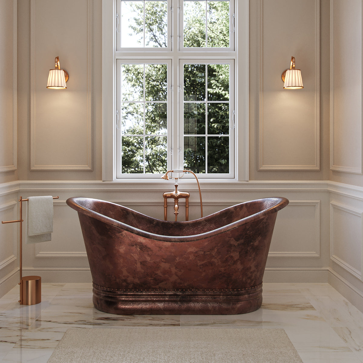Eyre 67 Inch Copper Double Slipper Bathtub | Alternative Image 01 | length:67
