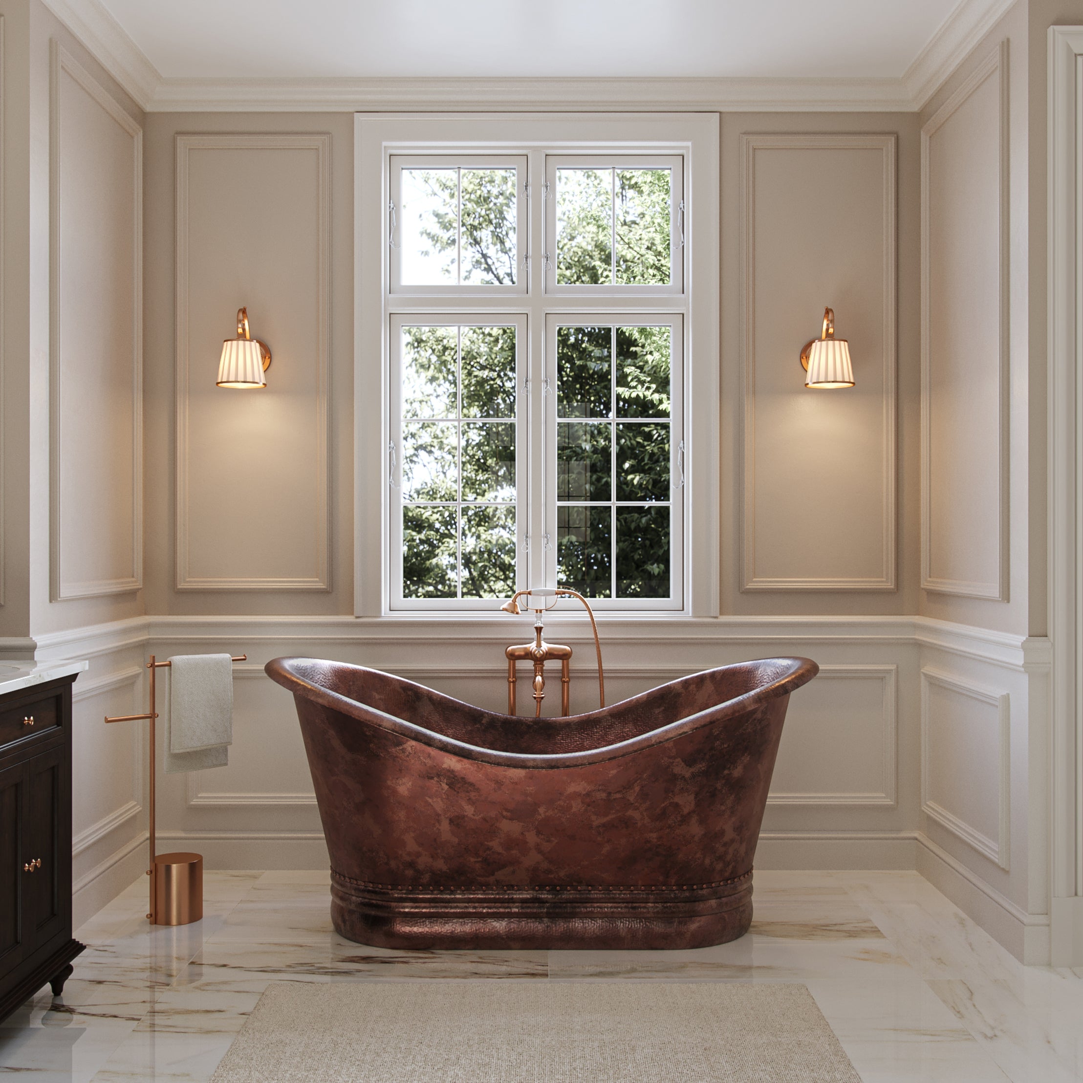 Eyre 60 Inch Copper Double Slipper Bathtub | Alternative Image 01 | length:60