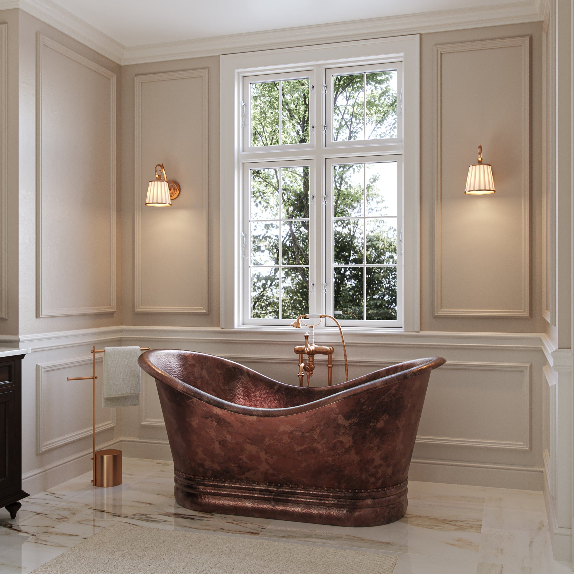 Eyre 60 Inch Copper Double Slipper Bathtub | Alternative Image 02 | length:60