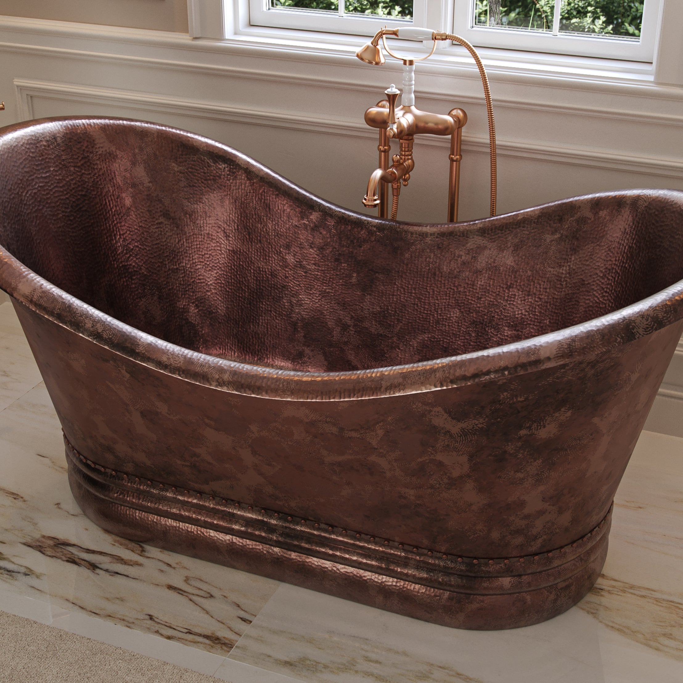 Eyre 60 Inch Copper Double Slipper Bathtub | Alternative Image 03 | length:60