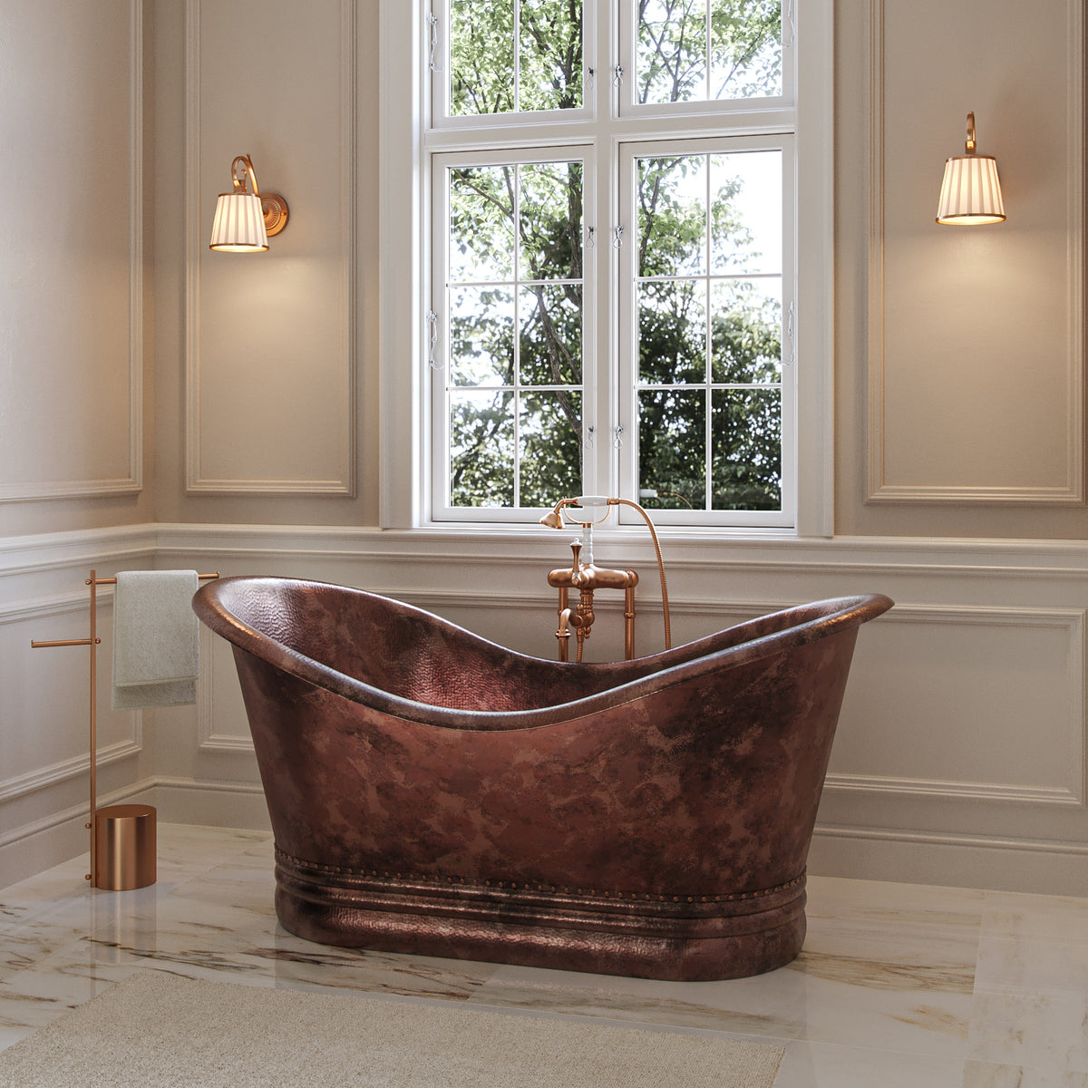Eyre 67 Inch Copper Double Slipper Bathtub | Alternative Image 02 | length:67