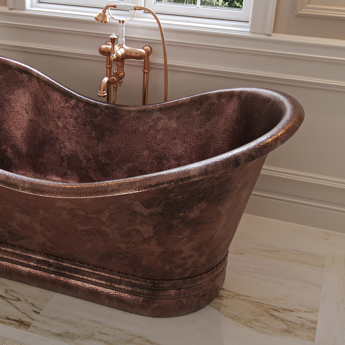 Eyre 67 Inch Copper Double Slipper Bathtub | Alternative Image 03 | length:67