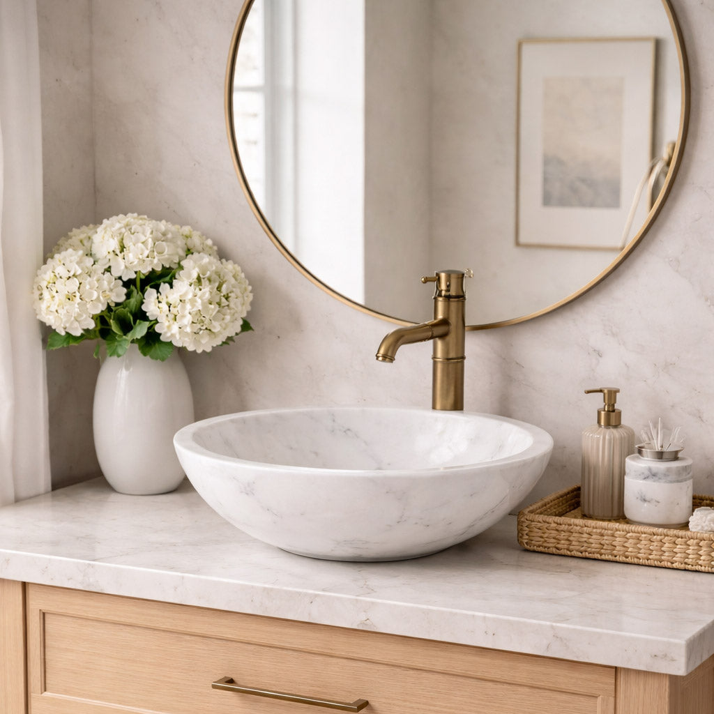 Natural White Marble Vessel Sink | Maidstone Supply – MAIDSTONE | DXV