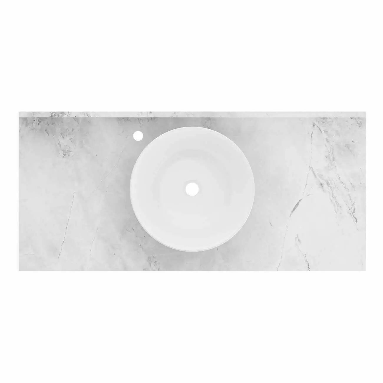 Carlow 48 Inch Modern Console Vanity-White-White Carrara Marble / Vessel Sink | Alternative Image 03 | countertop finish:White Carrara Marble | sink installation type:Vessel Sink | faucet centers:Single Hole