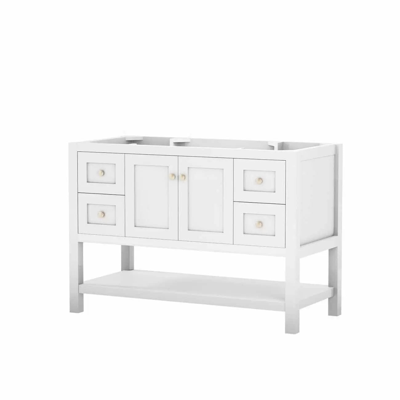 Carlow 48 Inch Modern Console Vanity-White-No Top | Alternative Image 01 | countertop finish:No Top | sink installation type:None | faucet centers:None