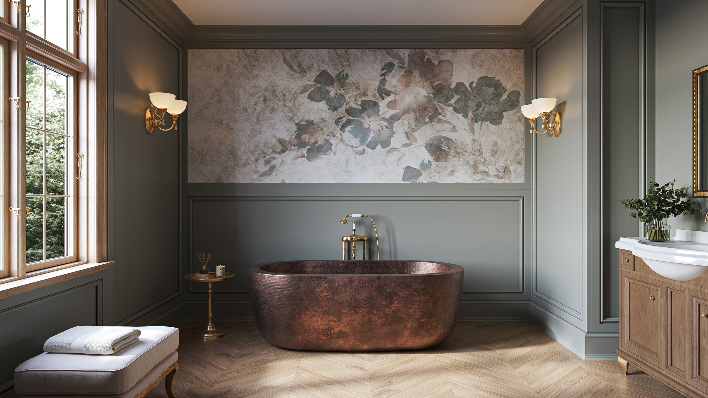 Georgia 64 Inch Copper Double Ended Freestanding Tub | Alternative Image 01 | length:64