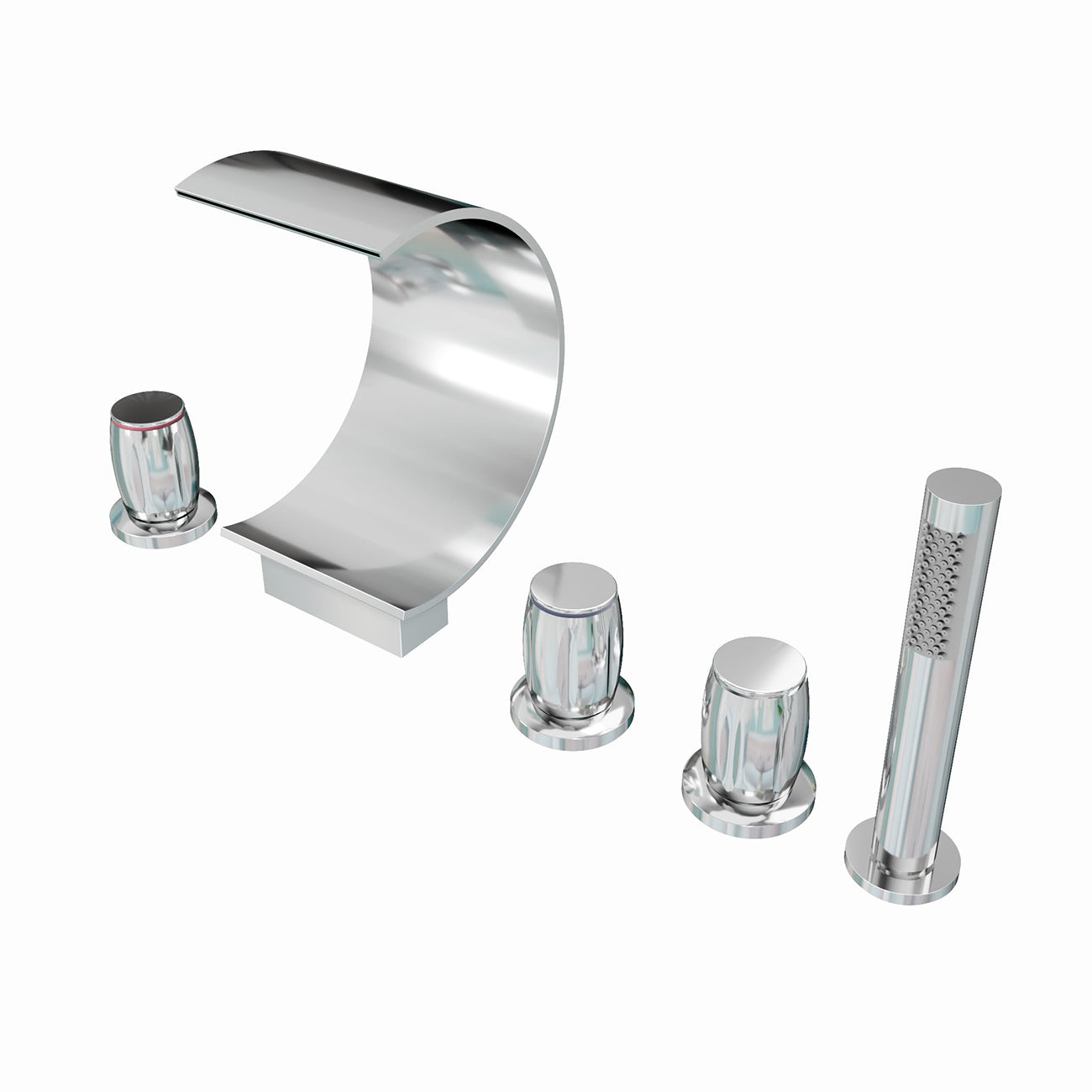 Roman Deck Mount Tub Faucet with Handshower - Chrome | Alternative Image 01 | finish:Chrome