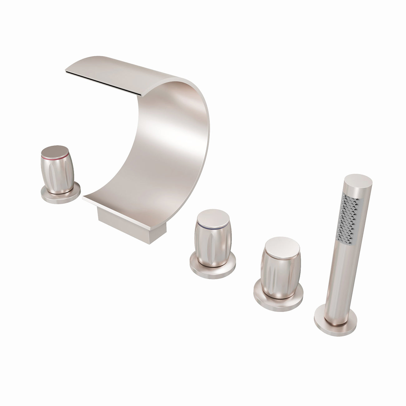 Roman Deck Mount Tub Faucet with Handshower - Brushed Brass | Alternative Image 04 | finish:Brushed Brass