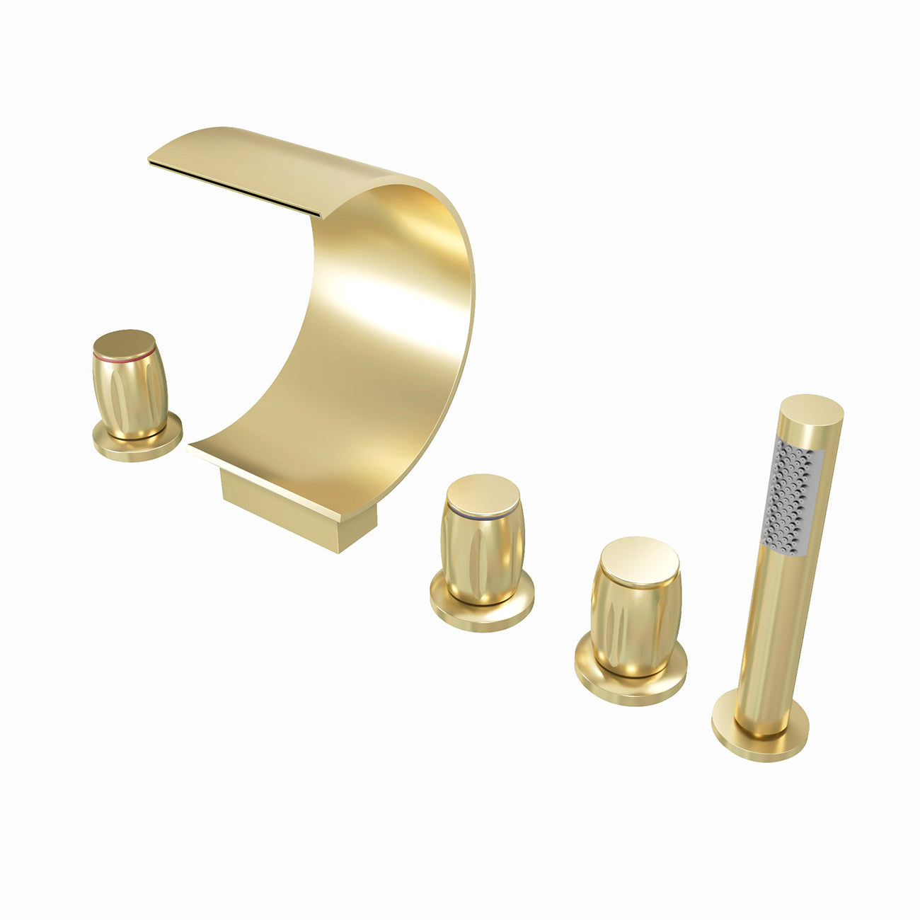 Roman Deck Mount Tub Faucet with Handshower - Brushed Brass | Alternative Image 01 | finish:Brushed Brass