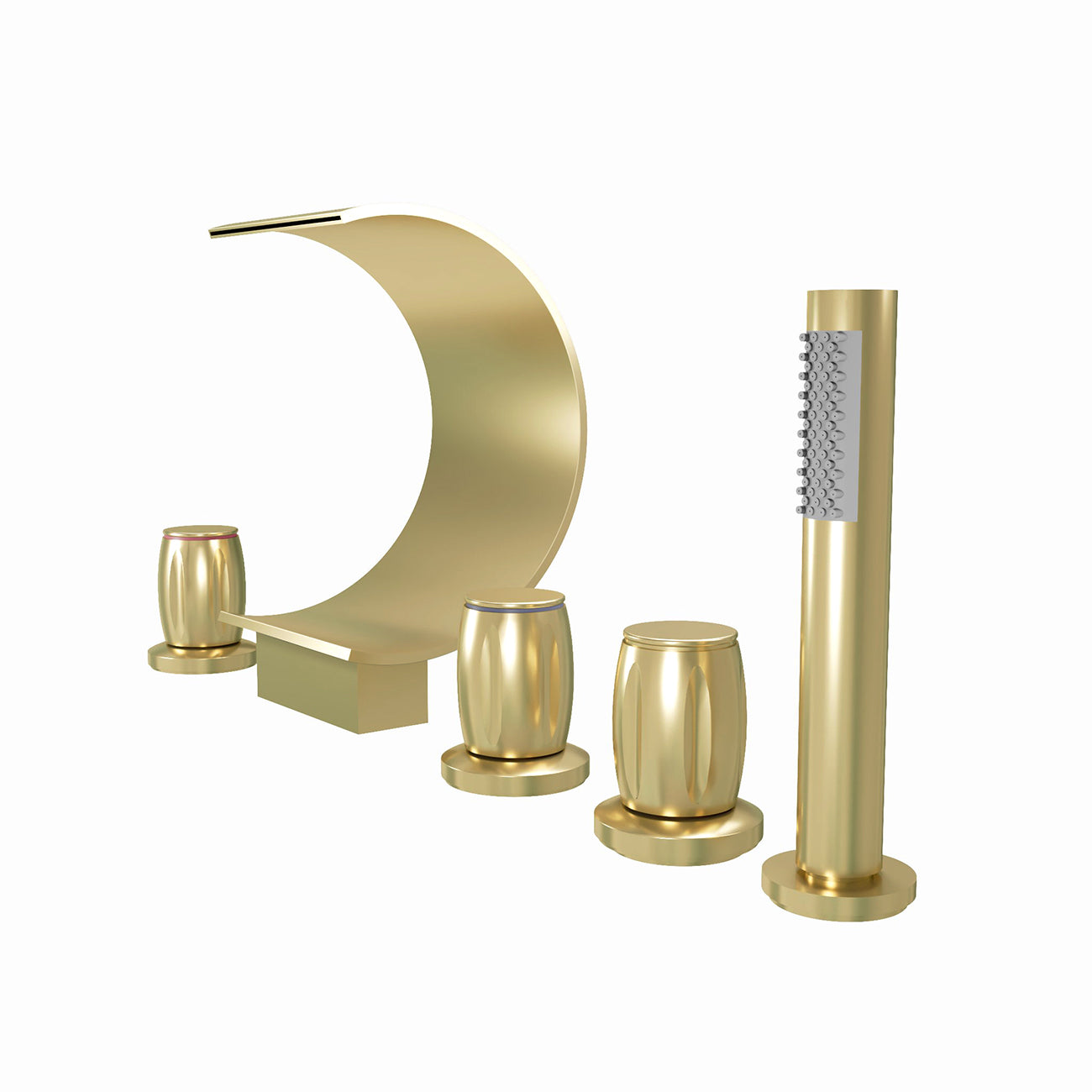 Roman Deck Mount Tub Faucet with Handshower - Brushed Brass | Alternative Image 02 | finish:Brushed Brass