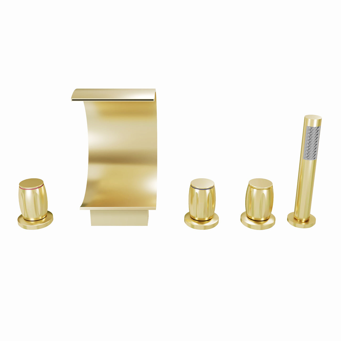 Roman Deck Mount Tub Faucet with Handshower - Brushed Brass | Alternative Image 03 | finish:Brushed Brass