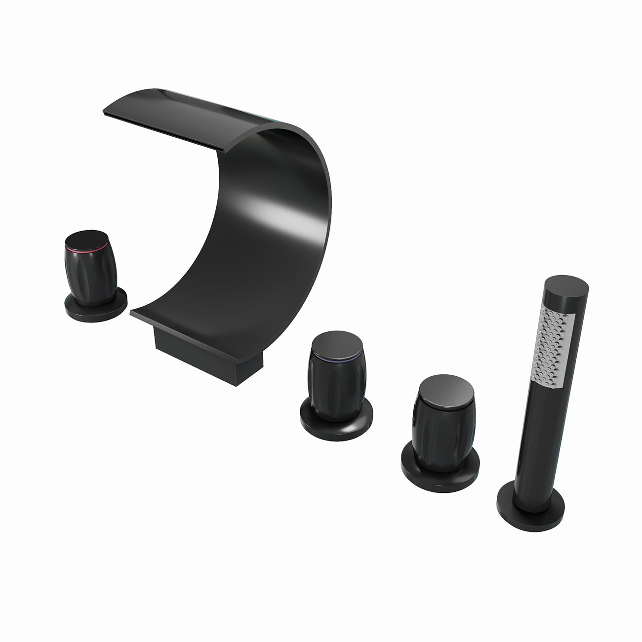 Roman Deck Mount Tub Faucet with Handshower - Matte Black | Alternative Image 01 | finish:Matte Black