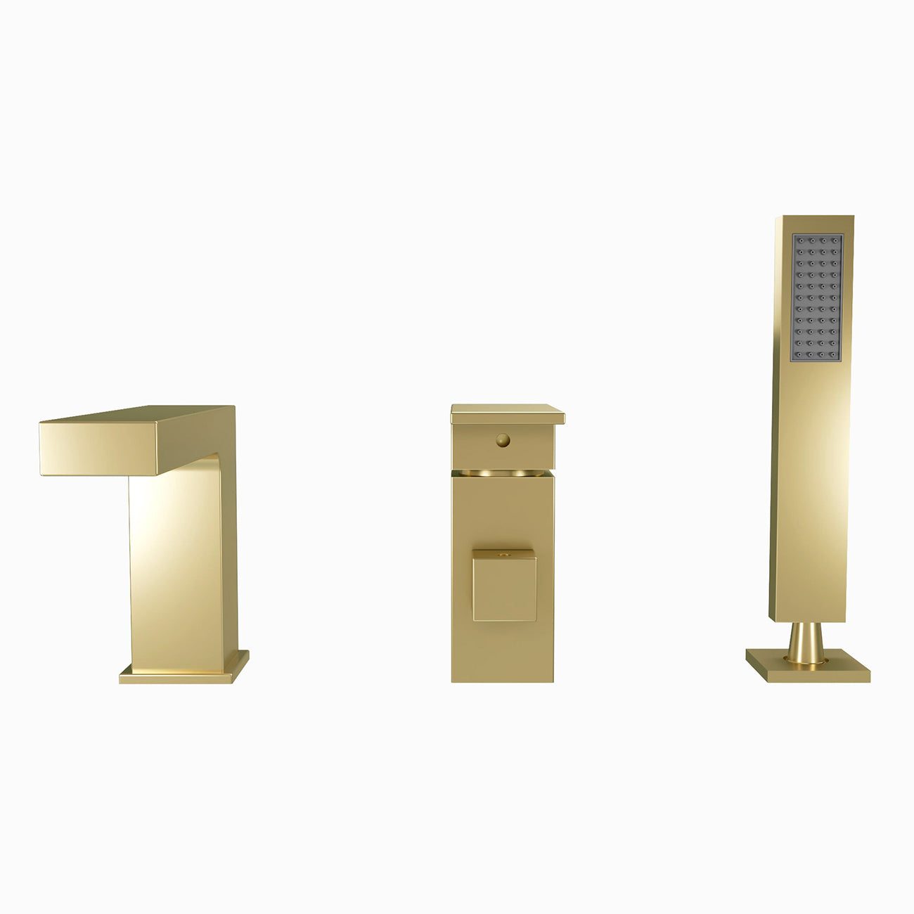Roman Deck Mount Tub Faucet with Handshower - Brushed Brass | Alternative Image 01 | finish:Brushed Brass