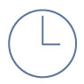 Blue clock icon on a white background