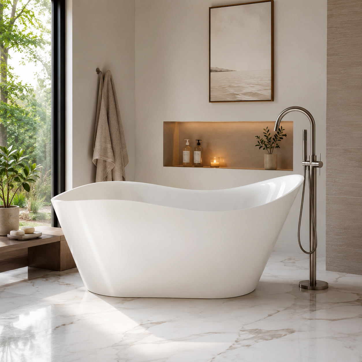 Gianna II 65-In Acrylic Freestanding Contemporary Tub | Alternative Image 01 | drain finish:Chrome