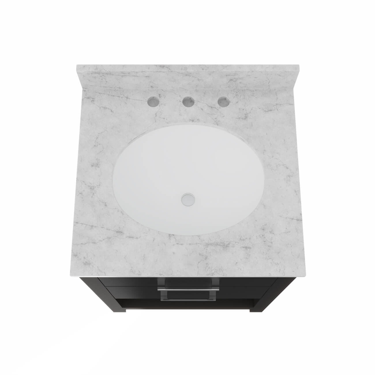 Holden 24 Inch Birch and Oak Console Vanity-Black-White Carrara Marble / Oval Sink | Alternative Image 05 | countertop finish:White Carrera Marble | sink installation type:Oval Undermount | faucet centers:8"