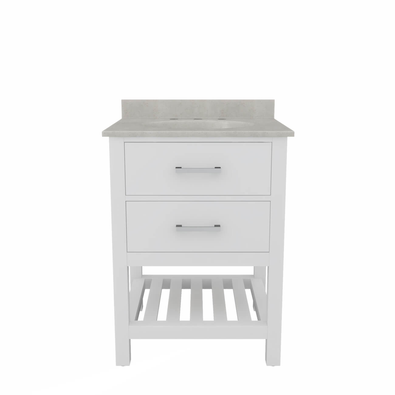 Holden 24 Inch Birch and Oak Console Vanity-White-White Birch Solid Surface / Integral Oval Sink | Alternative Image 02 | countertop finish:White Birch | sink installation type:Oval Integral | faucet centers:Variable