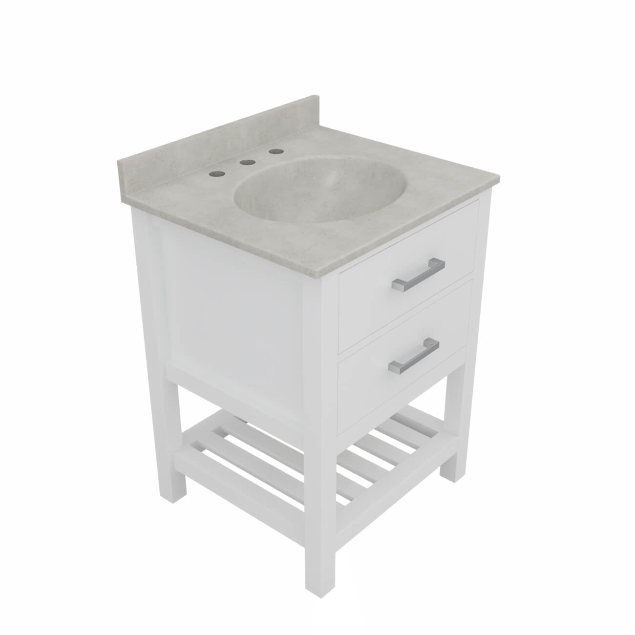 Holden 24 Inch Birch and Oak Console Vanity-White-White Birch Solid Surface / Integral Oval Sink | Alternative Image 03 | countertop finish:White Birch | sink installation type:Oval Integral | faucet centers:Variable