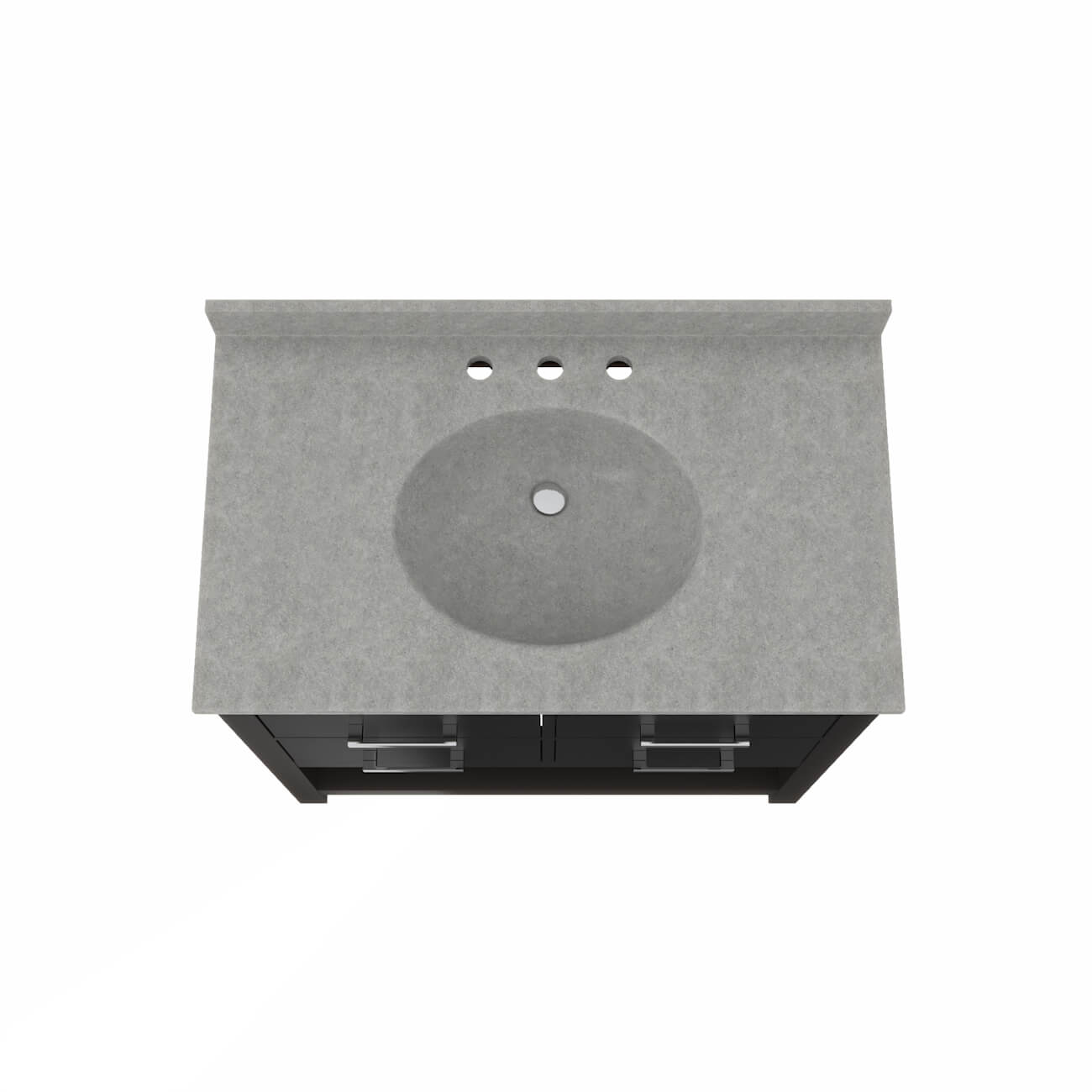 Holden 36 Inch Birch and Oak Console Vanity-Black-Ash Gray Solid Surface / Integral Oval Sink | Alternative Image 05 | countertop finish:Concrete Gray | sink installation type:Oval Integral | faucet centers:Variable