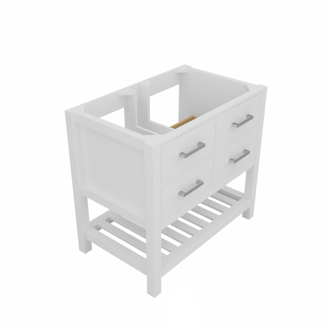Holden 36 Inch Birch and Oak Console Vanity-White-No Top | Alternative Image 02 | countertop finish:No Top | sink installation type:None | faucet centers:None