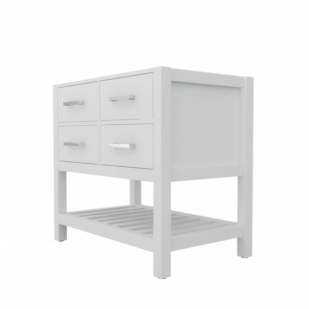 Holden 36 Inch Birch and Oak Console Vanity-White-No Top | Alternative Image 03 | countertop finish:No Top | sink installation type:None | faucet centers:None