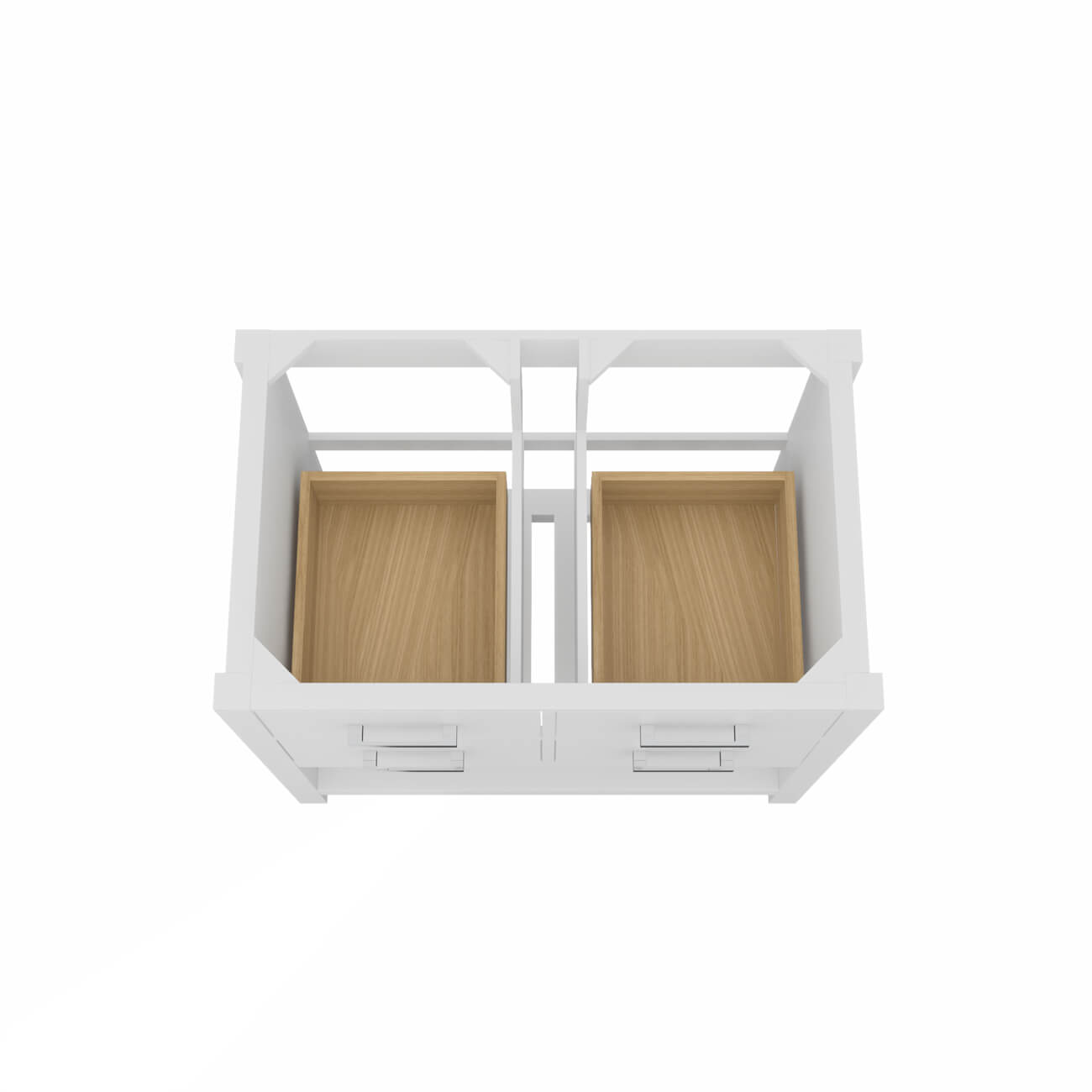 Holden 36 Inch Birch and Oak Console Vanity-White-No Top | Alternative Image 04 | countertop finish:No Top | sink installation type:None | faucet centers:None