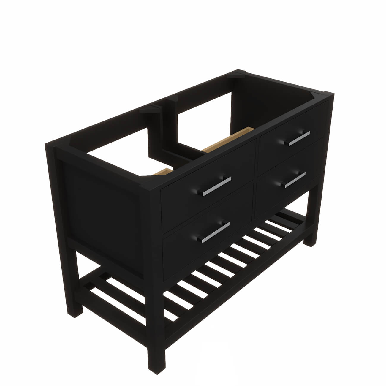 Holden 48 Inch Birch and Oak Console Vanity-Black-No Top | Alternative Image 02 | countertop finish:No Top | sink installation type:None | faucet centers:None