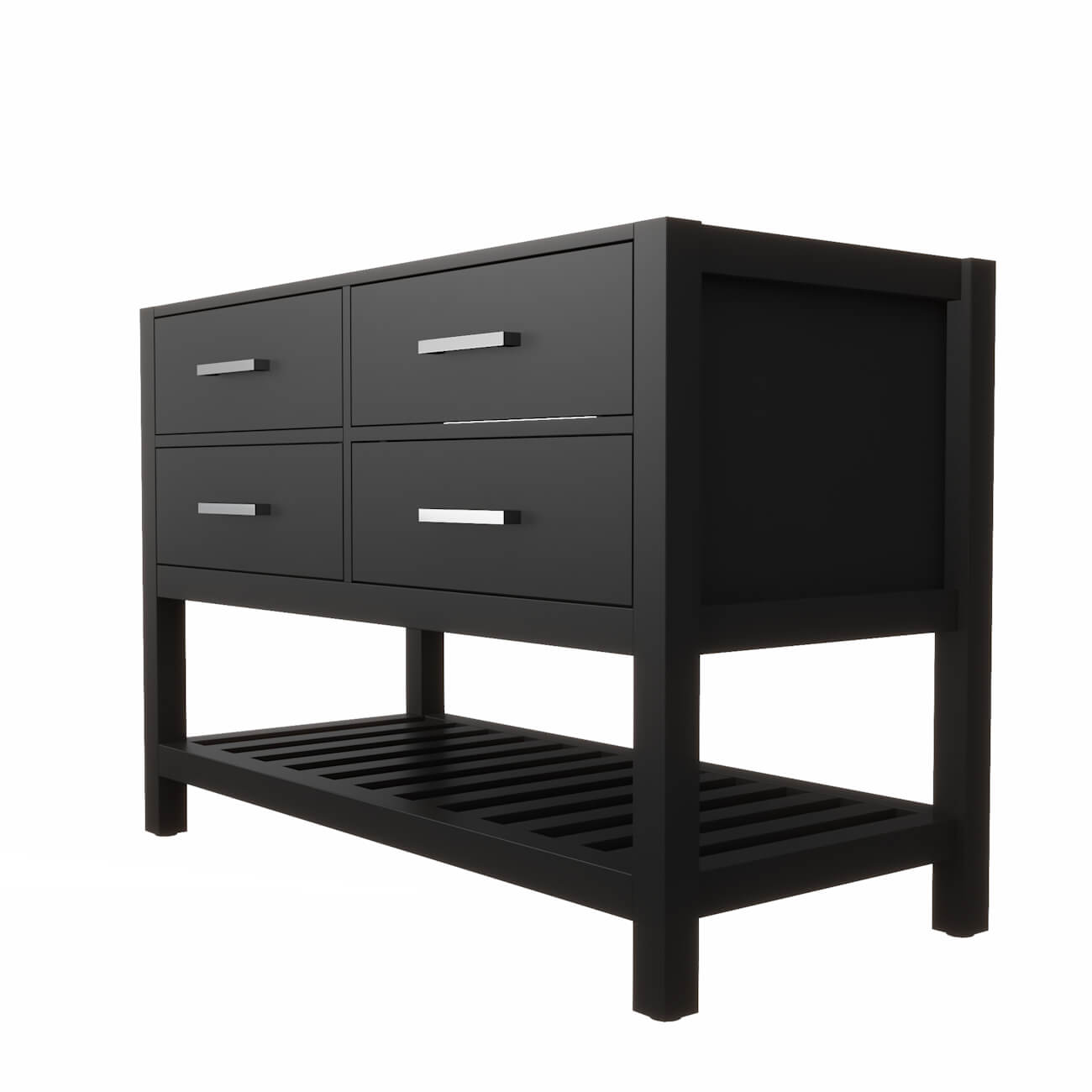 Holden 48 Inch Birch and Oak Console Vanity-Black-No Top | Alternative Image 03 | countertop finish:No Top | sink installation type:None | faucet centers:None