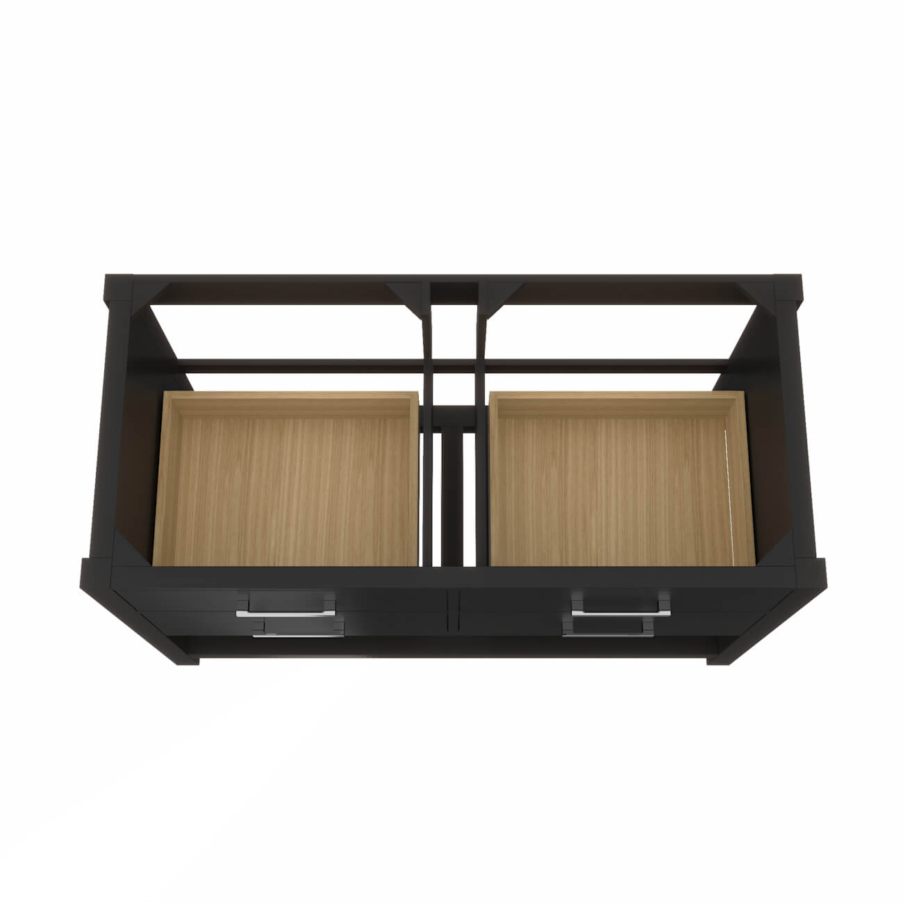 Holden 48 Inch Birch and Oak Console Vanity-Black-No Top | Alternative Image 04 | countertop finish:No Top | sink installation type:None | faucet centers:None