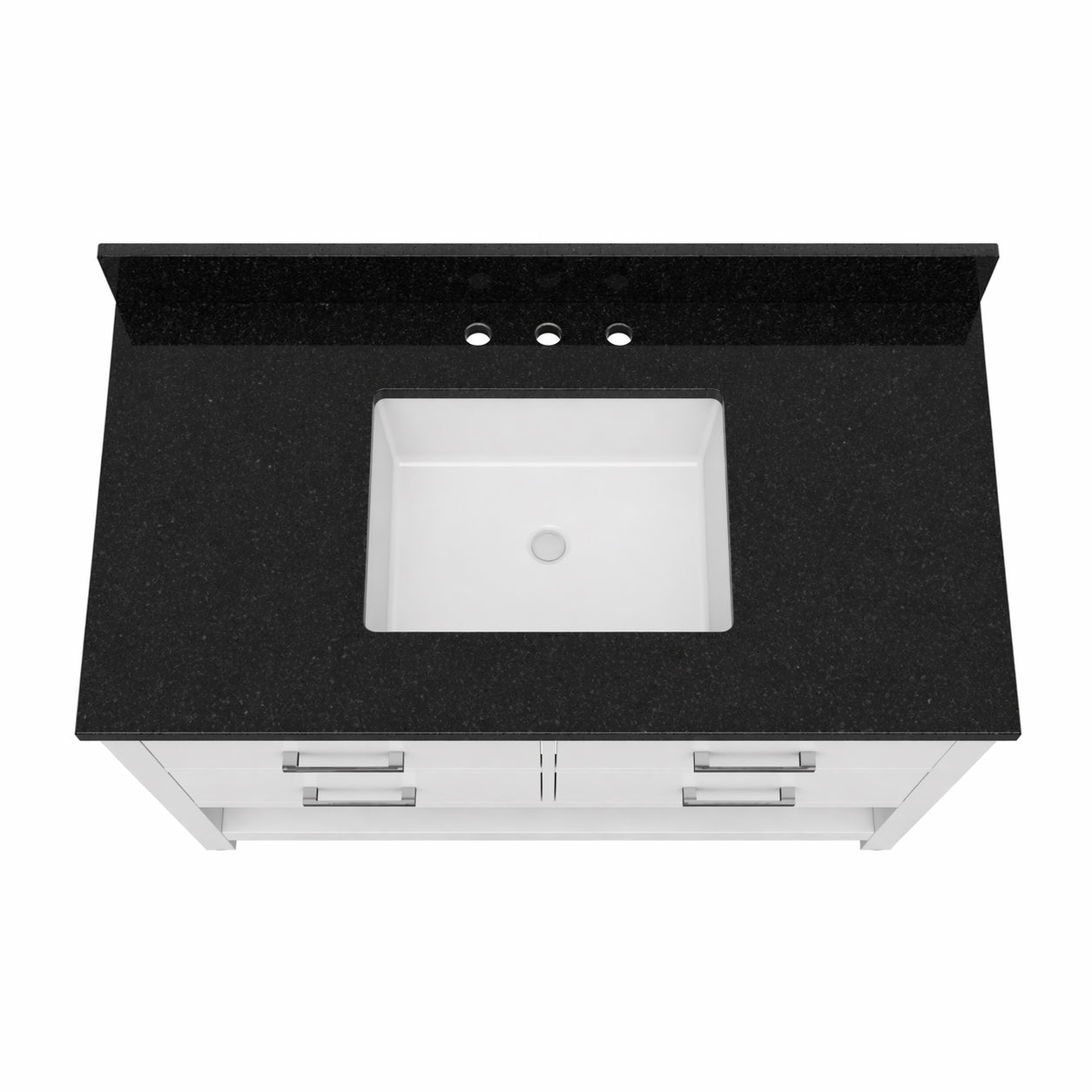 Holden 48 Inch Birch and Oak Console Vanity-White-Black Granite / Rectangle Sink | Alternative Image 05 | countertop finish:Black Granite | sink installation type:Rectangle Undermount | faucet centers:8"