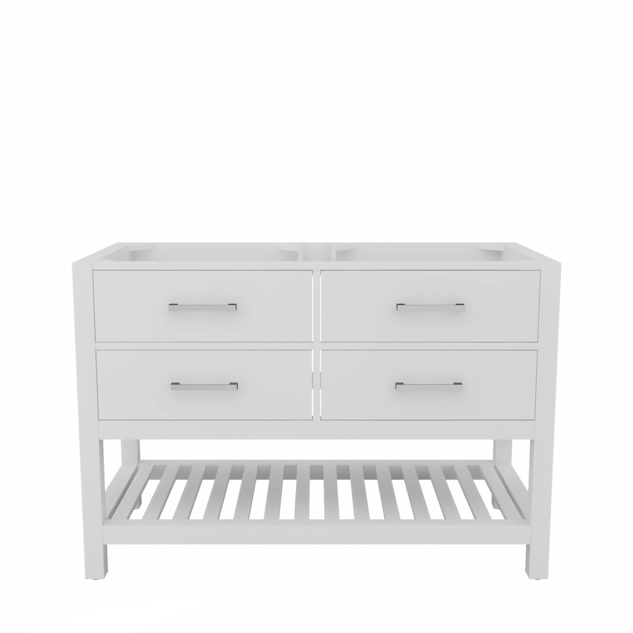 Holden 48 Inch Birch and Oak Console Vanity-White-No Top | Alternative Image 01 | countertop finish:No Top | sink installation type:None | faucet centers:None