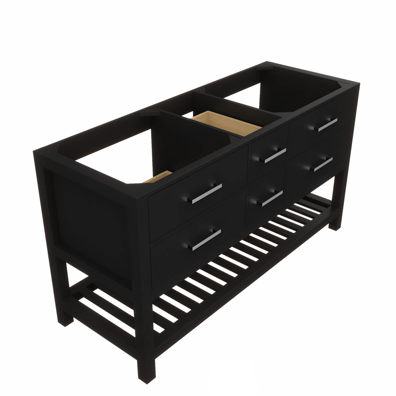 Holden 60 Inch Birch and Oak Console Vanity | Alternative Image 02 | countertop finish:No Top | sink installation type:None | faucet centers:None