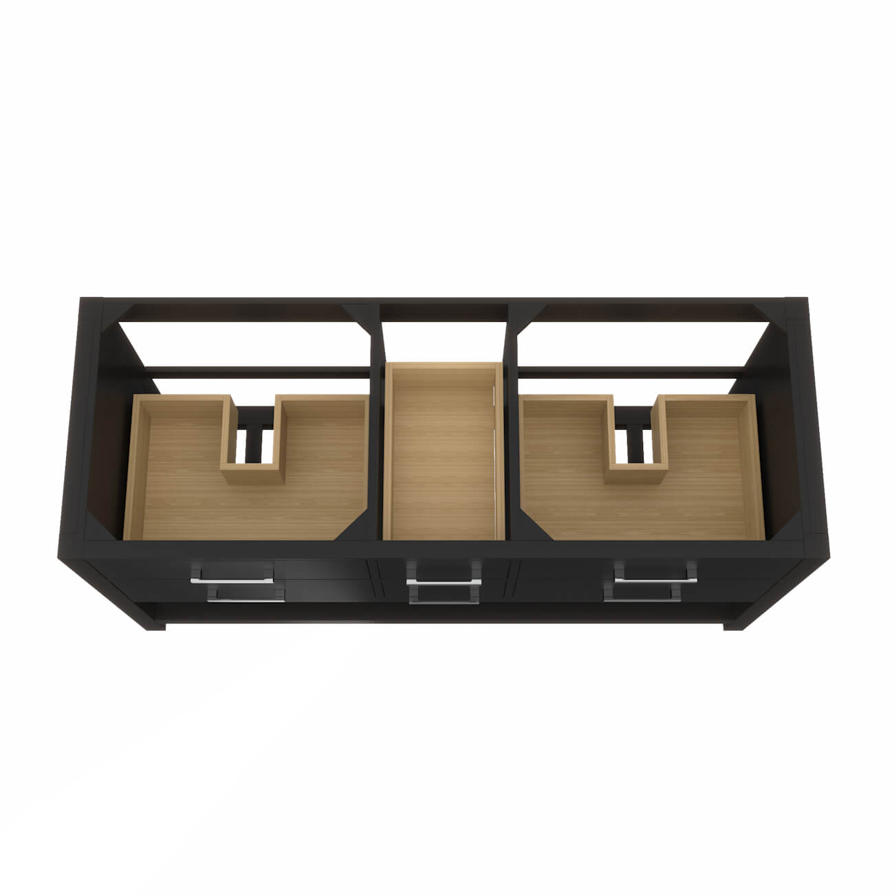 Holden 60 Inch Birch and Oak Console Vanity | Alternative Image 04 | countertop finish:No Top | sink installation type:None | faucet centers:None