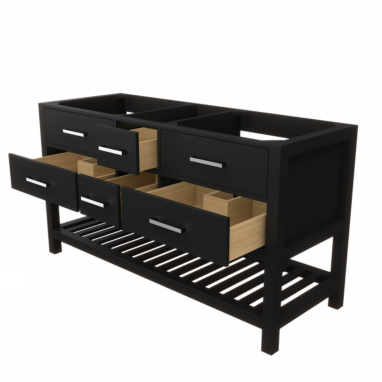 Holden 60 Inch Birch and Oak Console Vanity | Alternative Image 06 | countertop finish:No Top | sink installation type:None | faucet centers:None