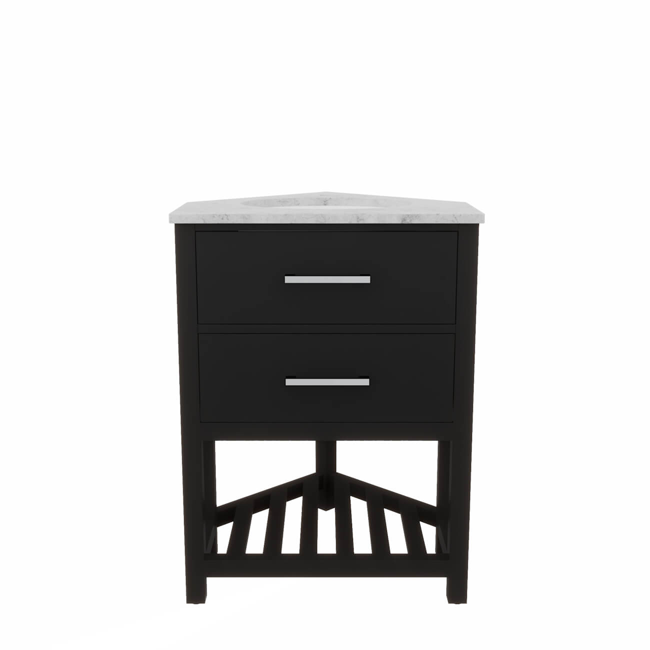 Holden 24 Inch Corner Oak Vanity with Oval Undermount Sink | Alternative Image 01 | countertop finish:White Carrara Marble | sink installation type:Oval Undermount