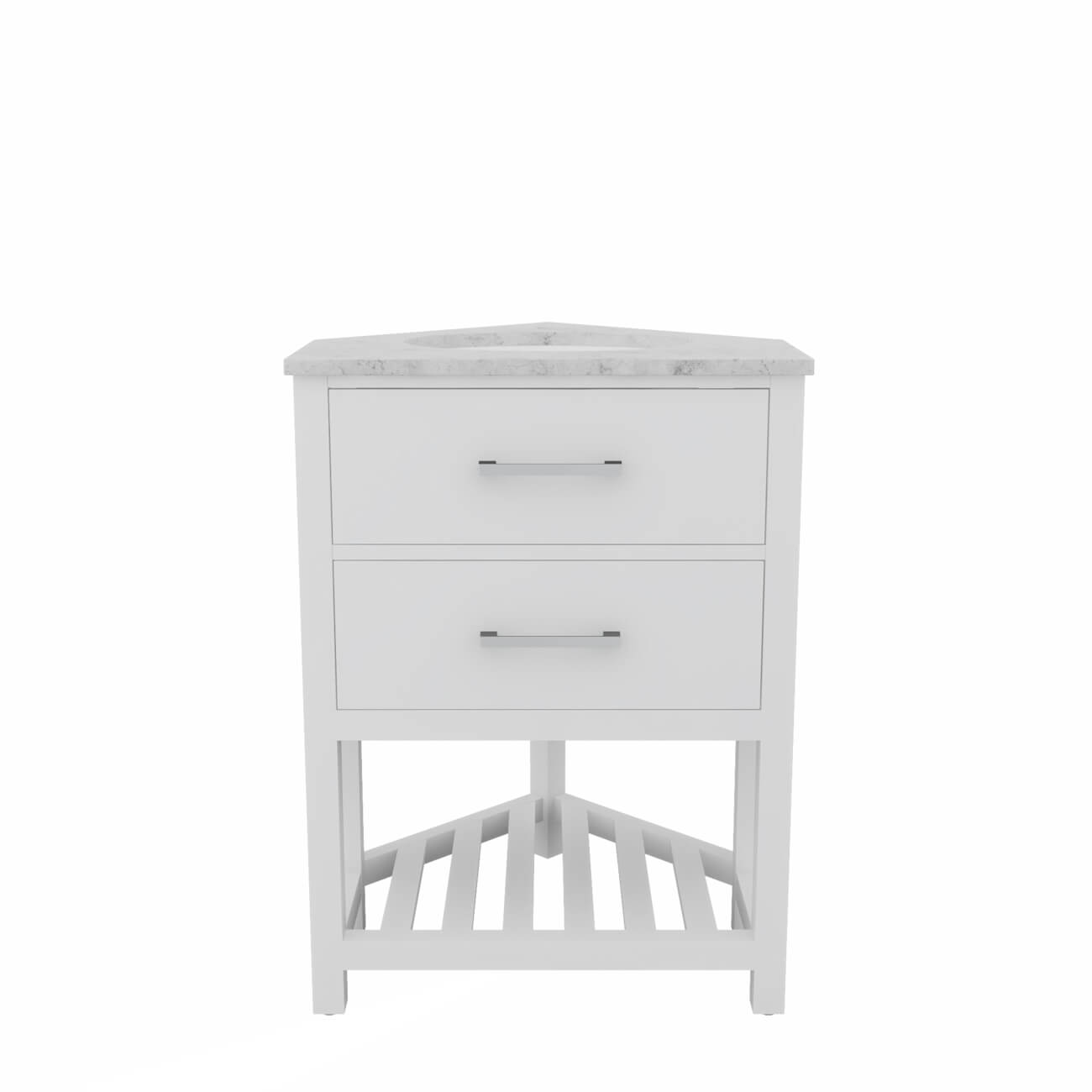 Holden 24 Inch Corner Oak Vanity with Oval Undermount Sink | Alternative Image 01 | countertop finish:White Carrera Marble | sink installation type:Oval Undermount