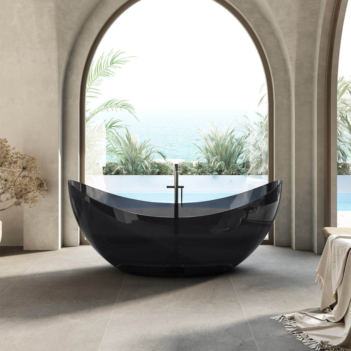 KAI 71 INCH TRANSPARENT RESIN FREESTANDING TUB-Black | Alternative Image 01 | finish:Black