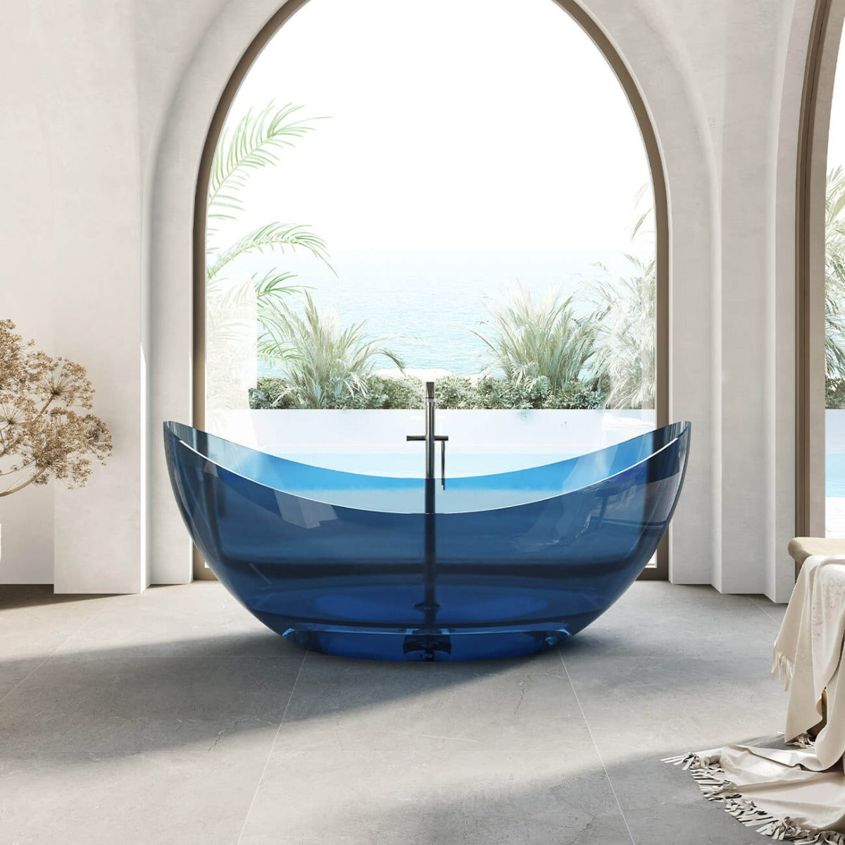 KAI 71 INCH TRANSPARENT RESIN FREESTANDING TUB-Blue | Alternative Image 01 | finish:Blue