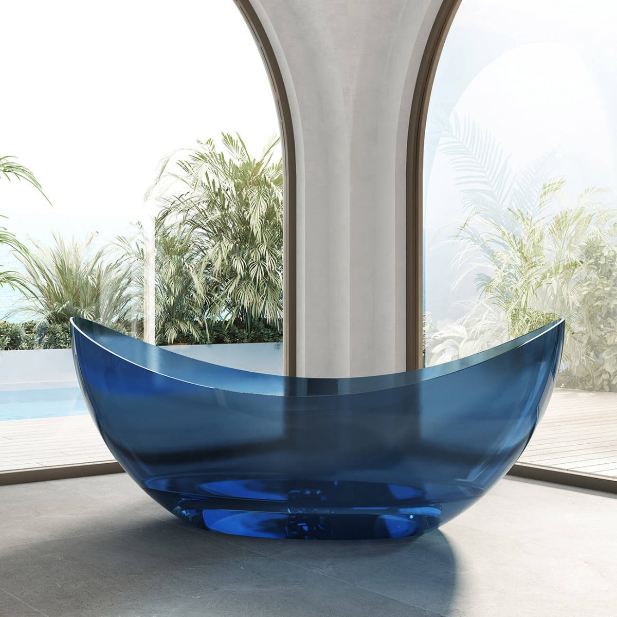 KAI 71 INCH TRANSPARENT RESIN FREESTANDING TUB-Blue | Alternative Image 02 | finish:Blue