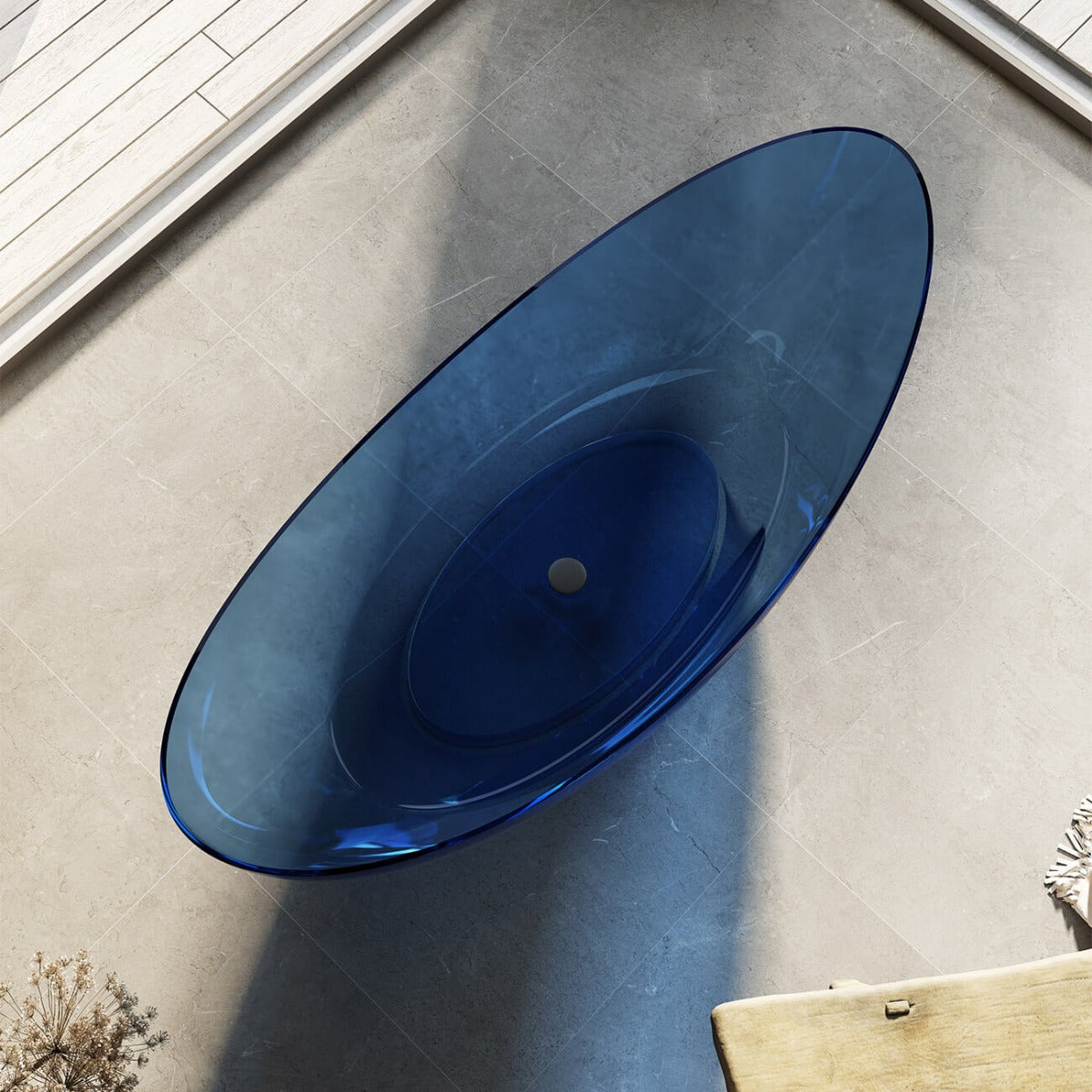 KAI 71 INCH TRANSPARENT RESIN FREESTANDING TUB-Blue | Alternative Image 03 | finish:Blue