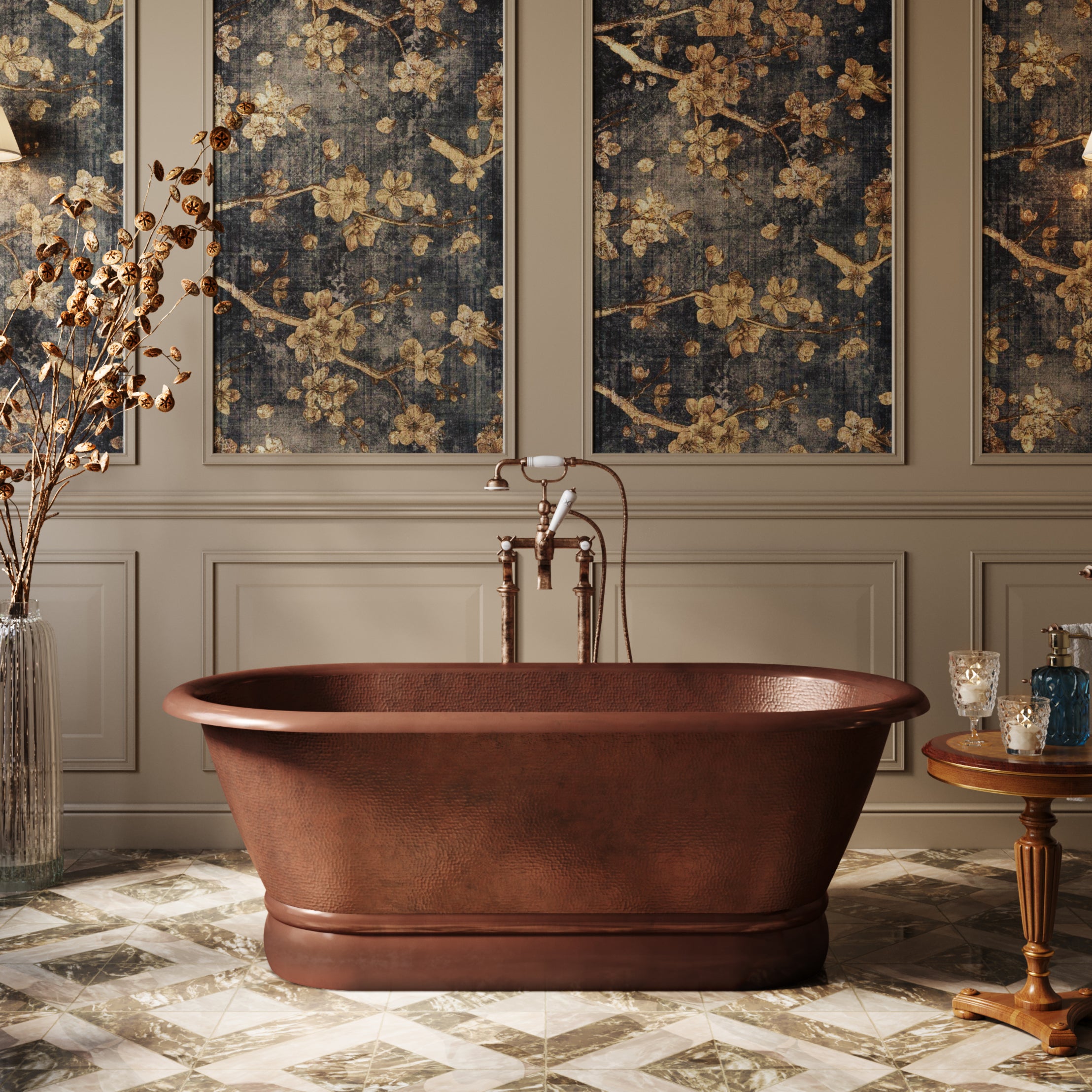 Cali 66 Inch Copper Freestanding Double Ended Bathtub - Medium Copper | Alternative Image 01 | length:66