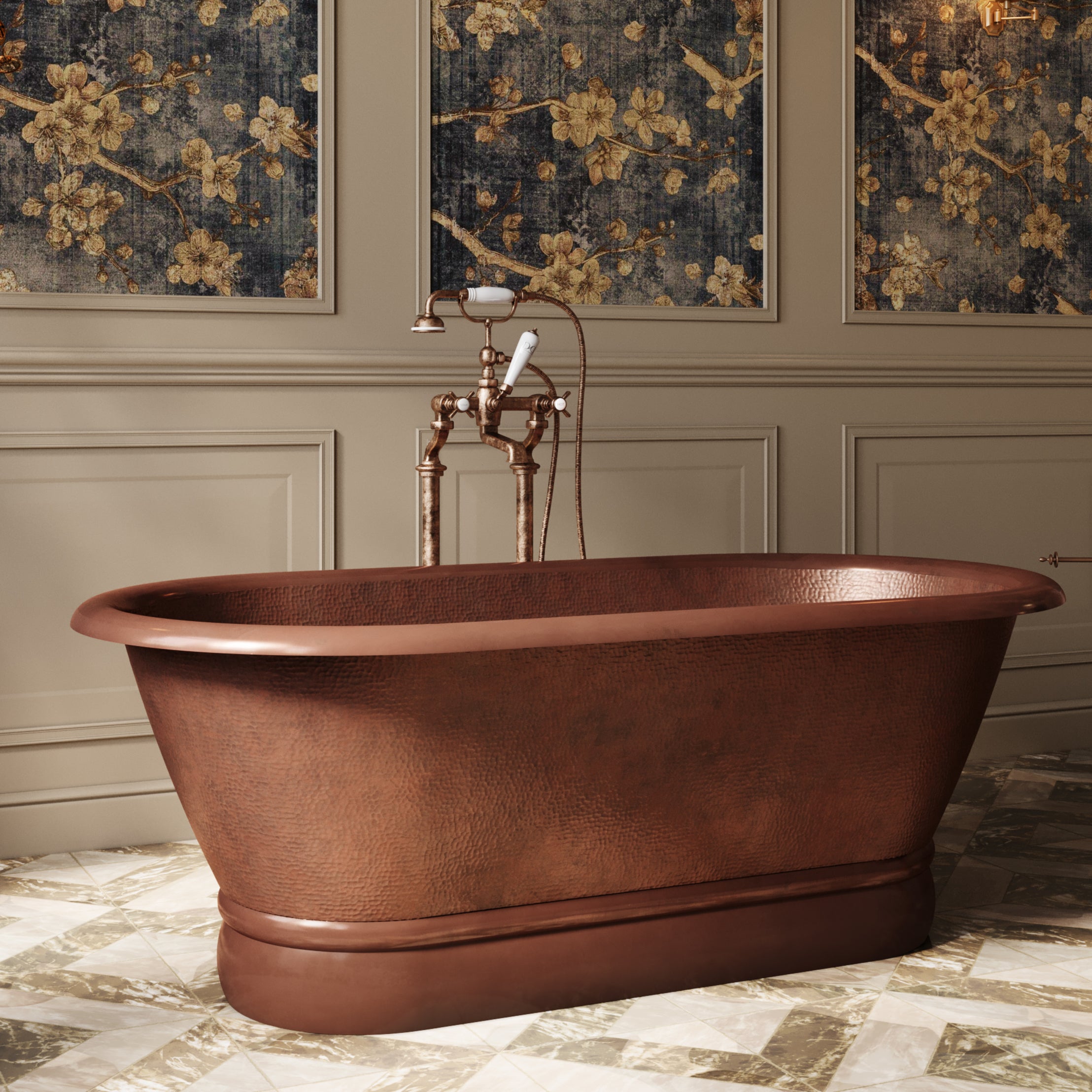 Cali 66 Inch Copper Freestanding Double Ended Bathtub - Medium Copper | Alternative Image 02 | length:66