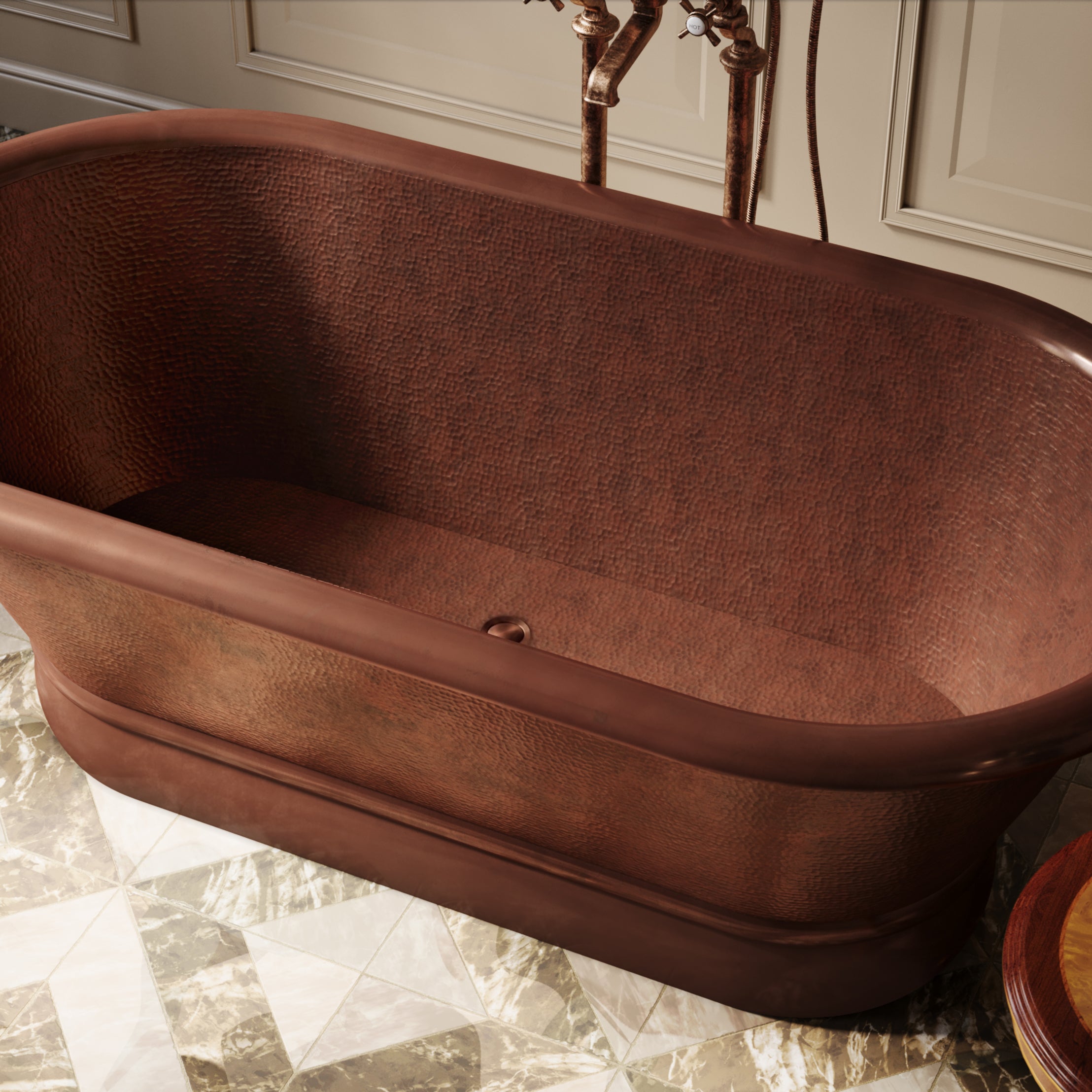 Cali 66 Inch Copper Freestanding Double Ended Bathtub - Medium Copper | Alternative Image 03 | length:66