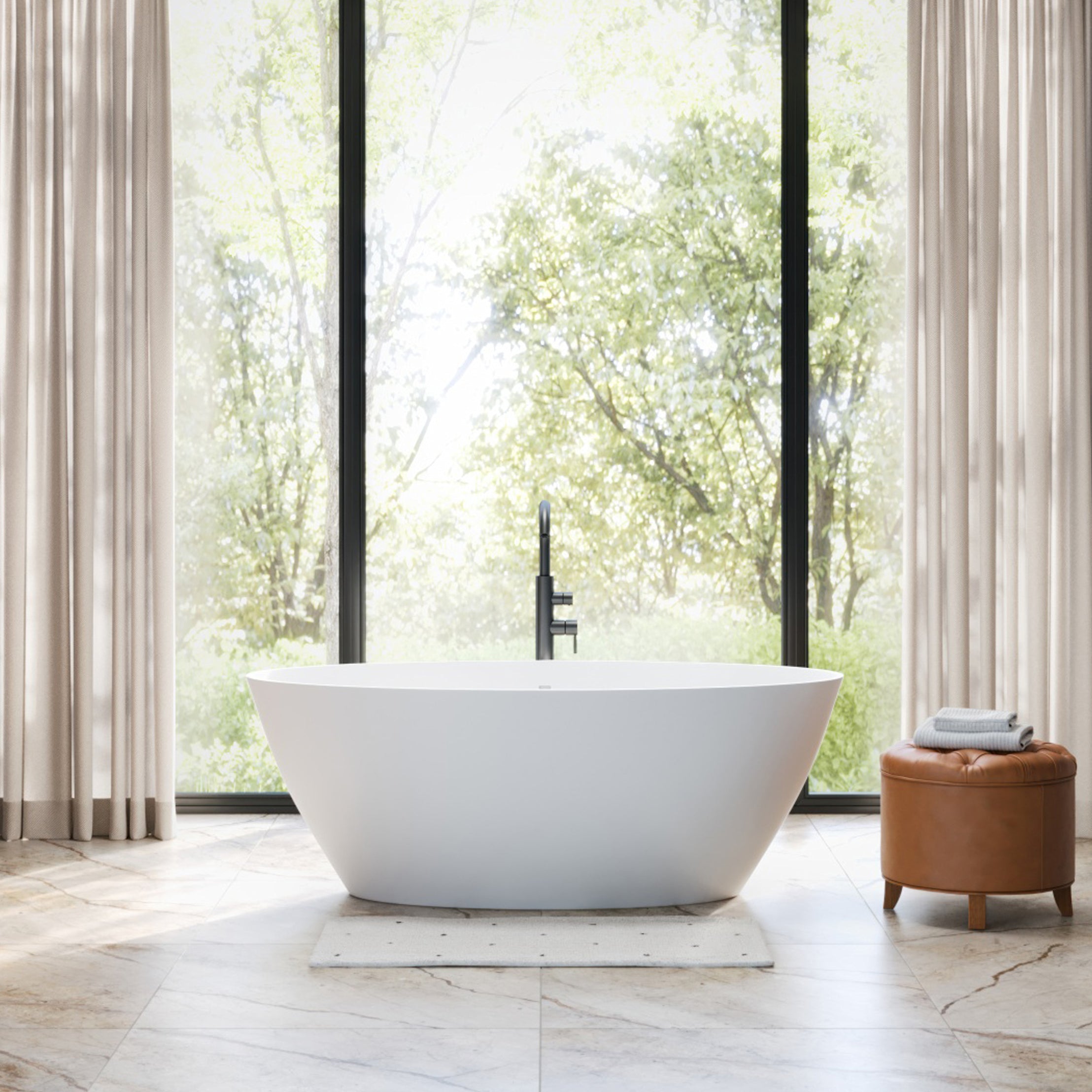 EZE 59 Inch Resin Double Ended Matte Tub | Alternative Image 01 | length:59 | finish:Matte White