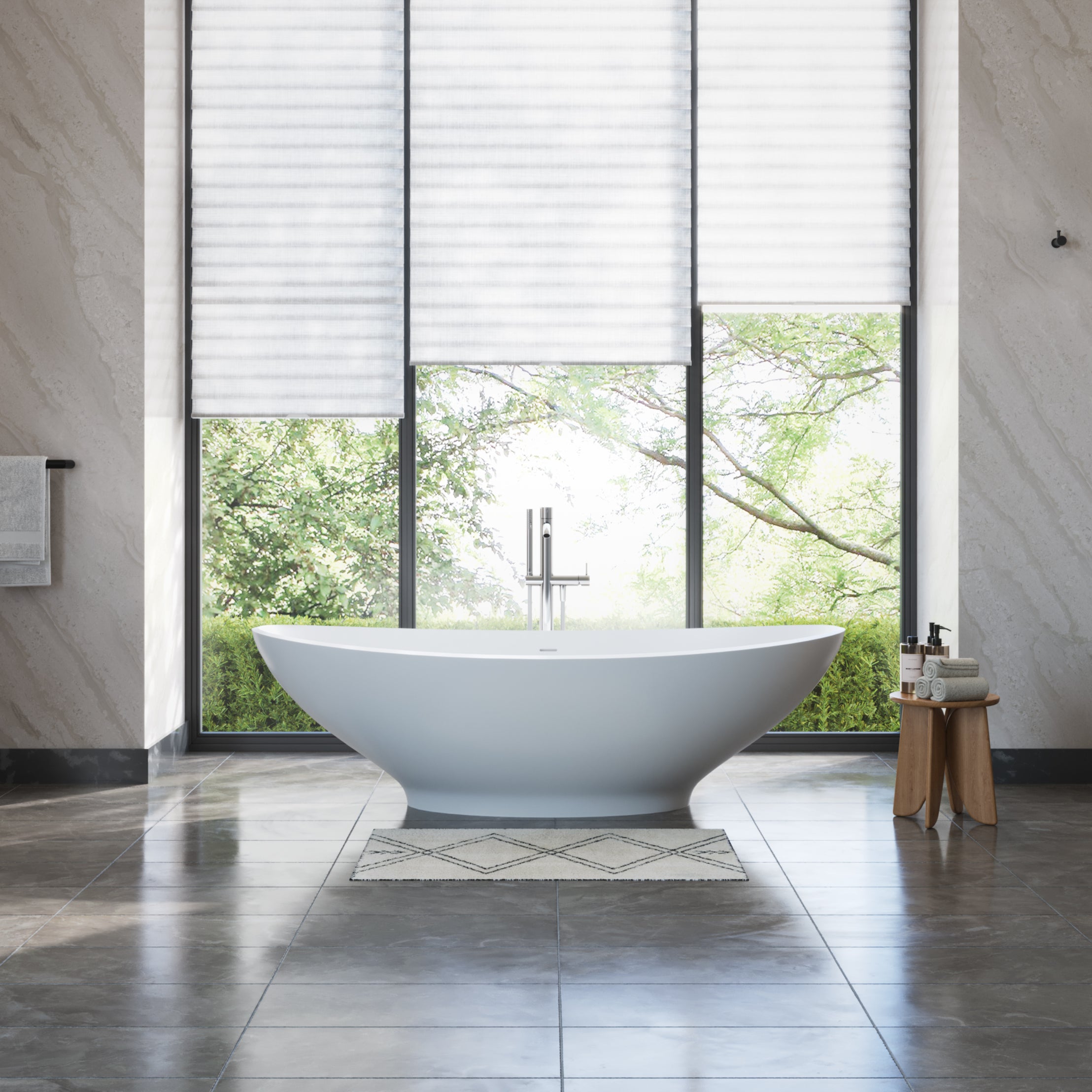 Grasse 74 Inch Mineralcast Solid Surface Tub | Alternative Image 01 | finish:Matte White