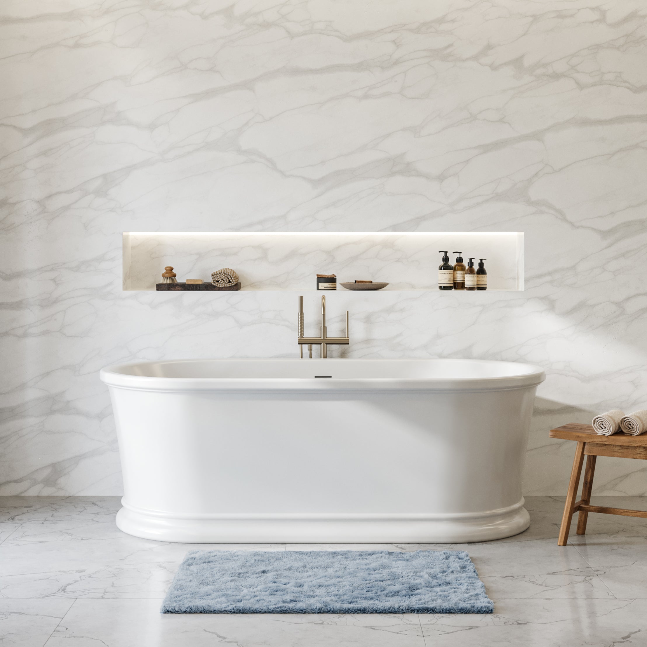 Heston 66" Double Ended Acrylic Freestanding Tub | DXV | Alternative Image 01 | drain finish:White