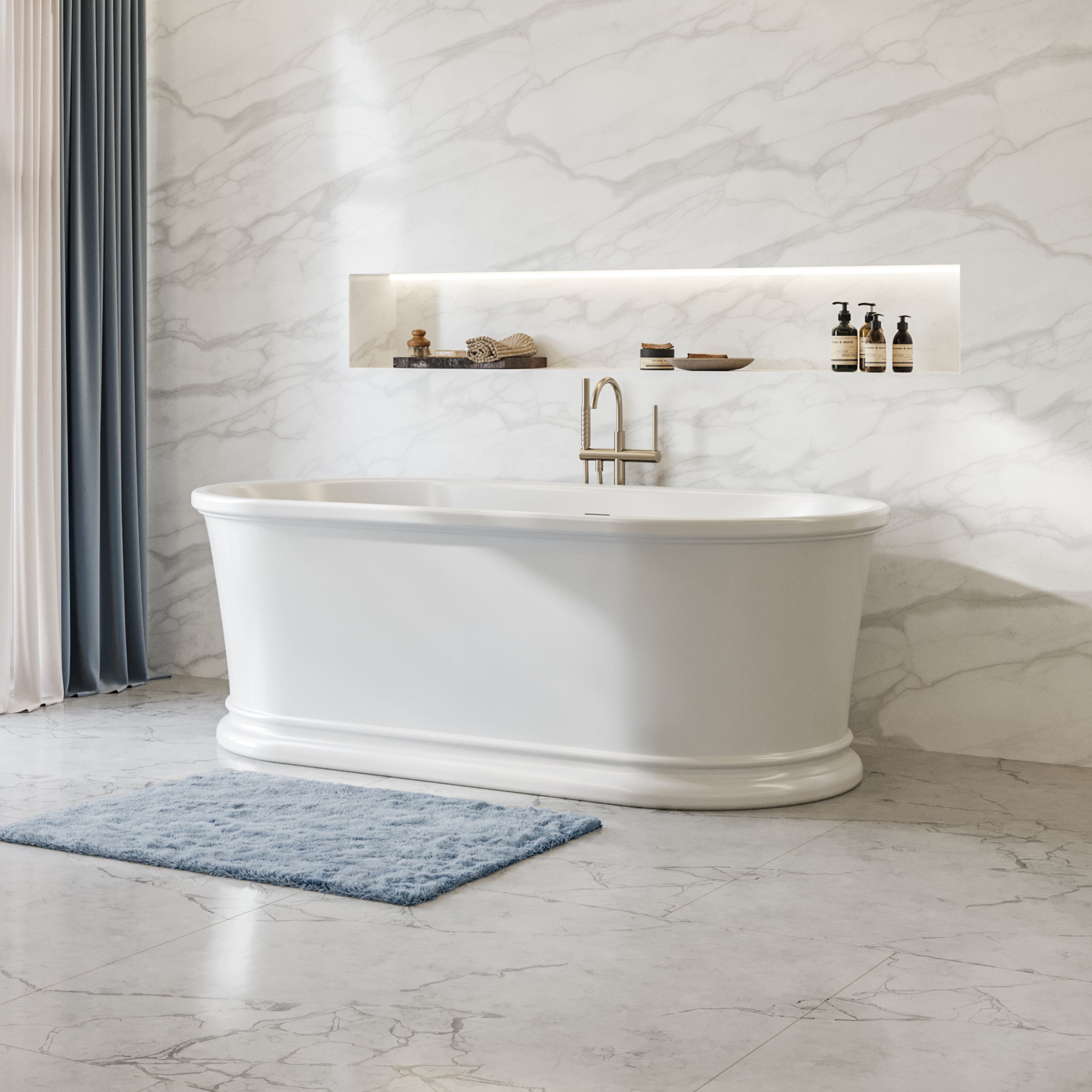 Heston 66" Double Ended Acrylic Freestanding Tub | DXV | Alternative Image 02 | drain finish:White